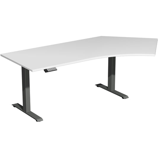 Geramöbel Schreibtisch Elevate Plus Maße: 2.166 x 630-1.280 x 1.130 mm (B x H x T) Dreischicht-Feinspan, melaminharzbeschichtet lichtgrau