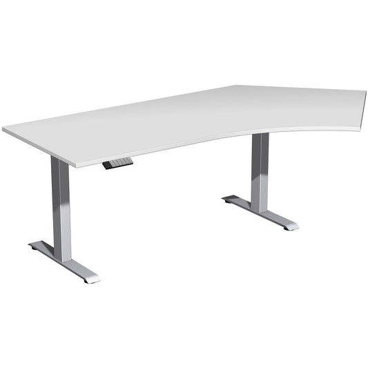 Geramöbel Schreibtisch Elevate Plus Maße: 2.166 x 630-1.280 x 1.130 mm (B x H x T) Dreischicht-Feinspan, melaminharzbeschichtet lichtgrau