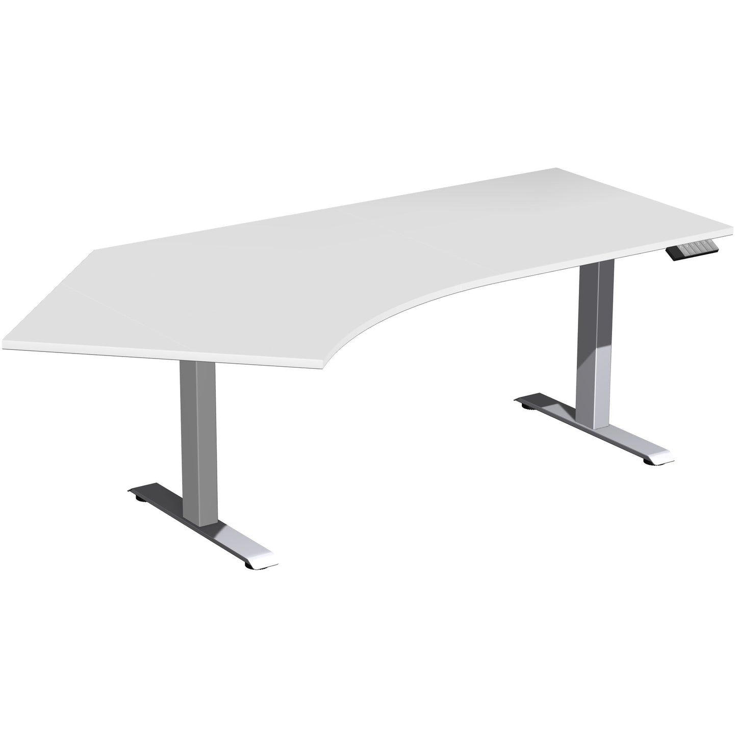 Geramöbel Schreibtisch Elevate Plus Maße: 2.166 x 630-1.280 x 1.130 mm (B x H x T) Dreischicht-Feinspan, melaminharzbeschichtet lichtgrau