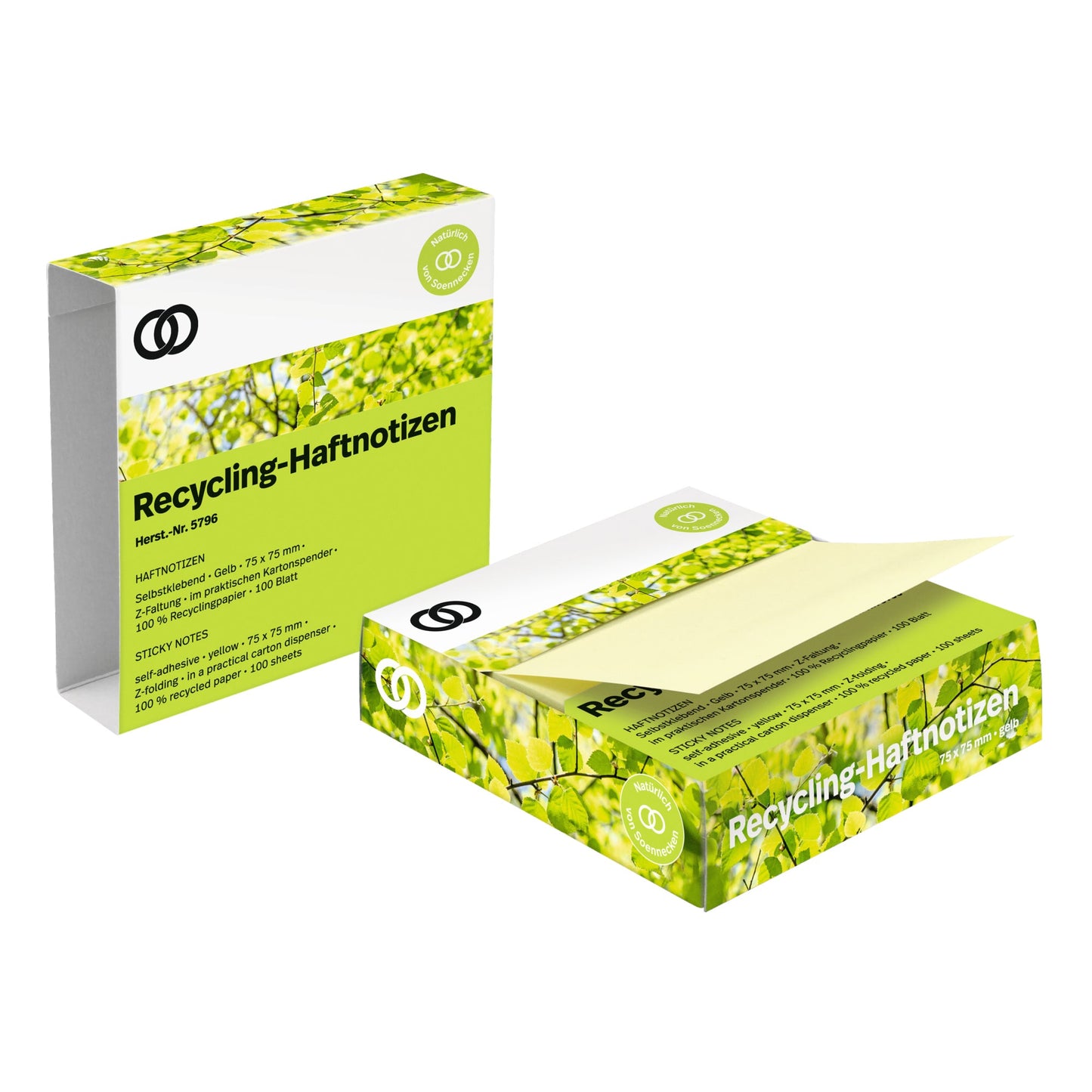 Soennecken Haftnotiz oeco Recycling 75 x 75 mm (B x H) gelb 100 Bl.