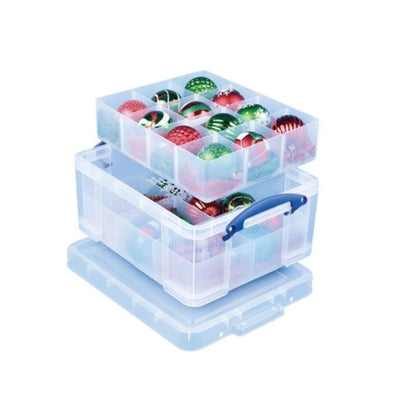 Really Useful Box Aufbewahrungsbox 35 x 45 x 20 cm (B x H x T) 21l inkl. 1 Einsatz (6 Unterteilungen), 1 Einsatz (12 Unterteilungen) Kunststoff transparent