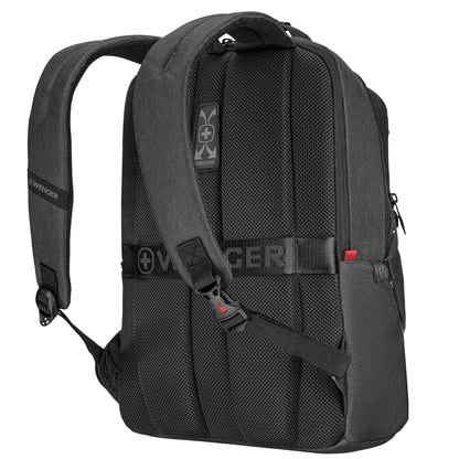 Wenger Notebookrucksack MX ECO Professional Reißverschluss SmartOrg Organizer zur Aufbewahrung von Kabeln, Ladegeräten und Visitenkarten, erweiterbare versteckte Seitentaschen PET, recycelt grau