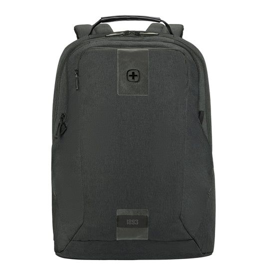 Wenger Notebookrucksack MX ECO Professional Reißverschluss SmartOrg Organizer zur Aufbewahrung von Kabeln, Ladegeräten und Visitenkarten, erweiterbare versteckte Seitentaschen PET, recycelt grau