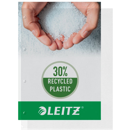Leitz Prospekthülle Premium durchgehend gelochtes Oberteil DIN A4 130µm oben, links offen Polypropylen, 30 % recycelt farblos 100 St./Pack.