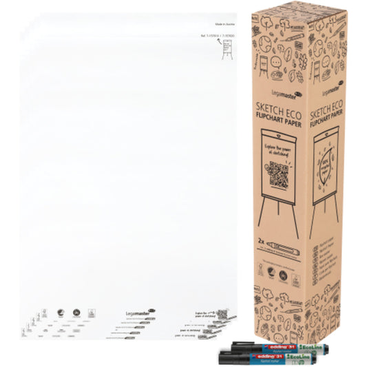 Legamaster Flipchartblock SKETCH ECO 65 x 98 cm (B x H) blanko 80g/m² 50 Bl./Block 2 Block/Pack.