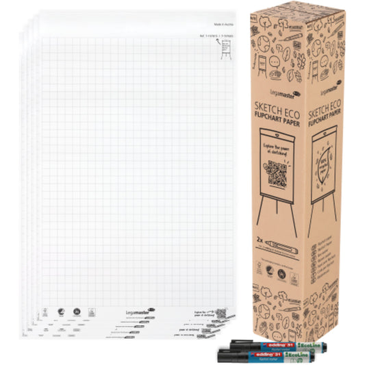Legamaster Flipchartblock SKETCH ECO 65 x 98 cm (B x H) kariert 80g/m² 50 Bl./Block 2 Block/Pack.