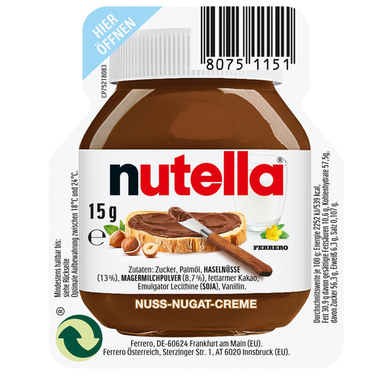 Nutella Brotaufstrich Nuss-Nugat-Creme Portionsdose 120 x 15 g/Pack.
