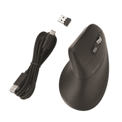 Kensington Optische PC Maus Pro FitT Ergo My 630 EQ Rechtshänder ergonomisch USB-A 10m Akku inkl. USB-A Nano-Receiver, USB-C/USB-A-Ladekabel (1,5 m) schwarz