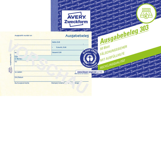 Avery Zweckform Ausgabebeleg 303 DIN A6 quer nicht selbstdurchschreibend 50 Bl.