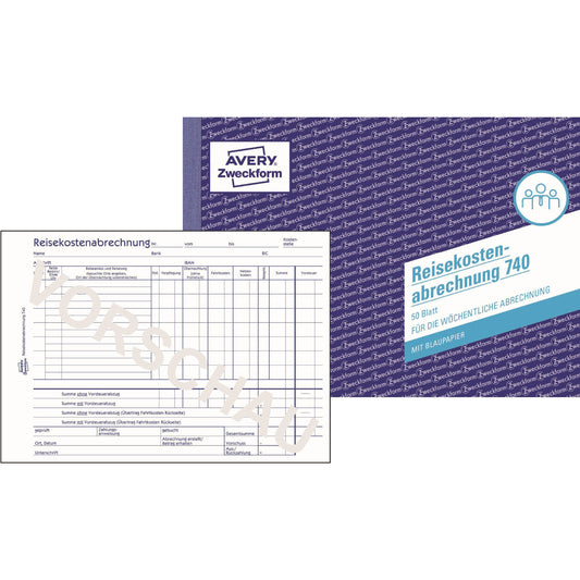 Avery Zweckform Reisekostenabrechnung 740 DIN A5 quer 1 Durchschlag 50 Bl.