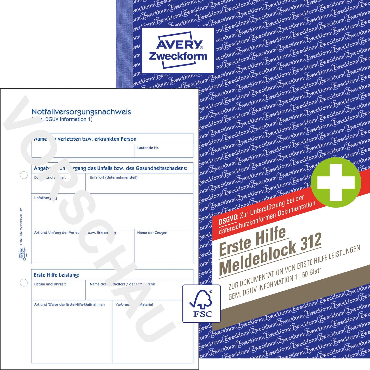 Avery Zweckform Verbandblock 312 DIN A5 nicht selbstdurchschreibend 50 Bl.