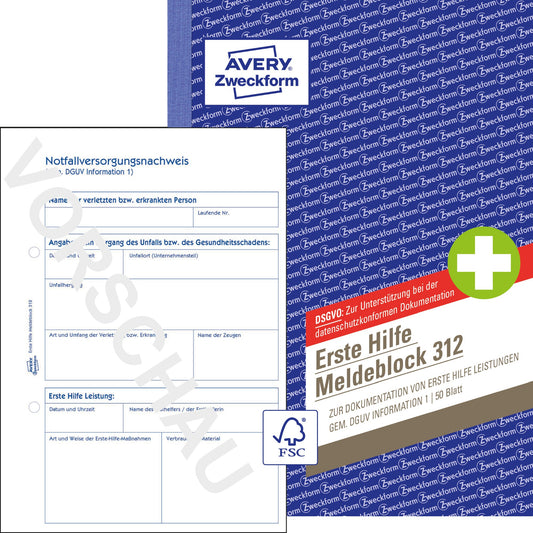 Avery Zweckform Verbandblock 312 DIN A5 nicht selbstdurchschreibend 50 Bl.
