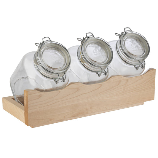 APS Buffetständer GOOD MORNING 43 x 13,5 x 17 cm (B x H x T) 3 Gläser mit luftdichtem Klappdeckel Holz hellbeige