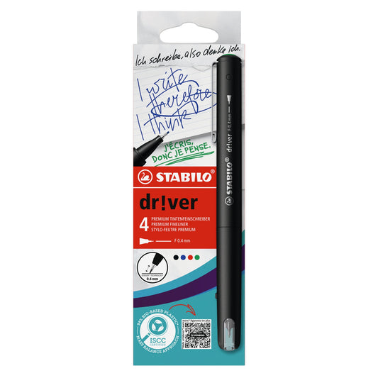 STABILO® Fineliner dr!ver 0,4mm farbig sortiert 4 St./Pack.