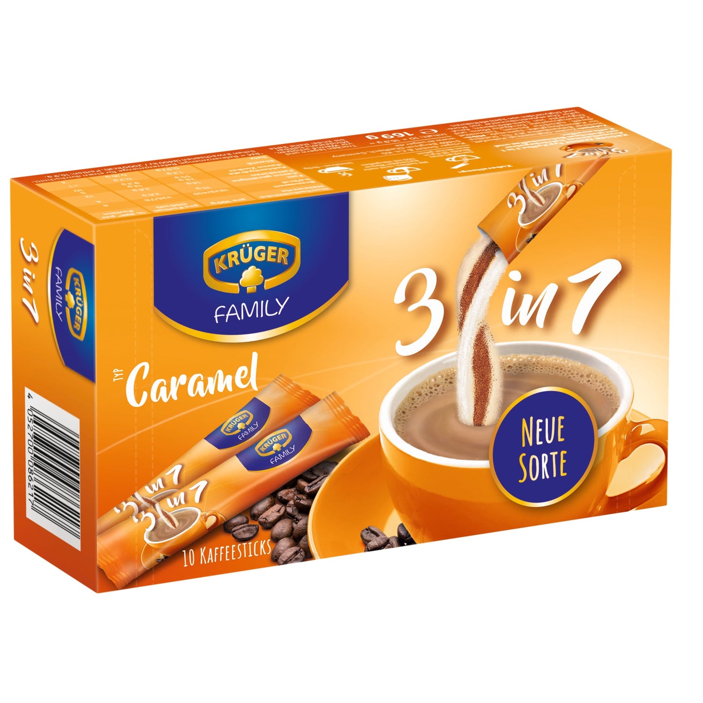 KRÜGER FAMILY Kaffee 3in1 Caramel löslich 10 x 18 g/Pack.