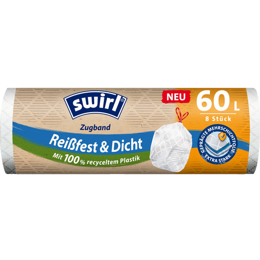 Swirl Müllbeutel 68 x 73 cm (B x H) 60l Plastik, 100 % recycelt weiß 8 St./Pack.