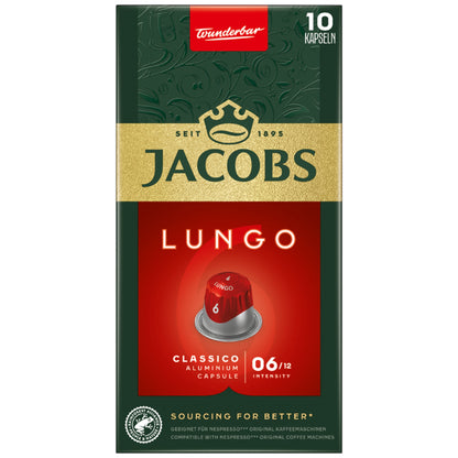 JACOBS Kaffeekapsel Lungo 6 Nespresso® Maschine Classico Intensität: 6 10 x 5,2 g/Pack.