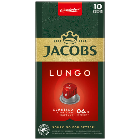 JACOBS Kaffeekapsel Lungo 6 Nespresso® Maschine Classico Intensität: 6 10 x 5,2 g/Pack.