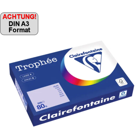 Clairefontaine Kopierpapier Trophée Color DIN A3 80g/m² elementar chlorfrei gebleicht, holzfrei lila 500 Bl./Pack.
