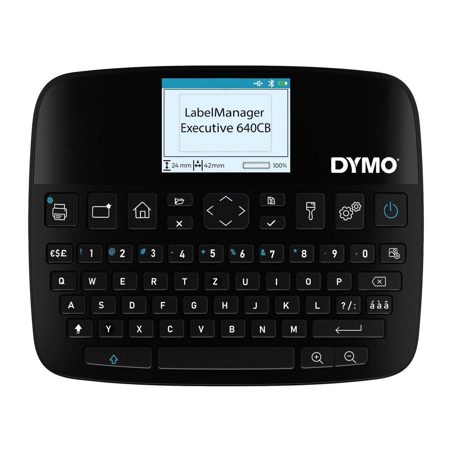 DYMO® Beschriftungsgerät LabelManager® Executive 640 CB 5 Display-Zeilen 9 Schriftgrößen inkl. 1 Schriftbandkassette (24 mm x 7 m, schwarz auf weiß), USB-C-Ladekabel