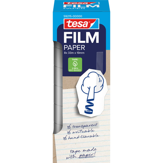 tesa® Klebefilm tesafilm® Paper 19 mm x 33 m (B x L) einseitig klebend ohne Lösungsmittel Acrylat transparent 8 St./Pack.
