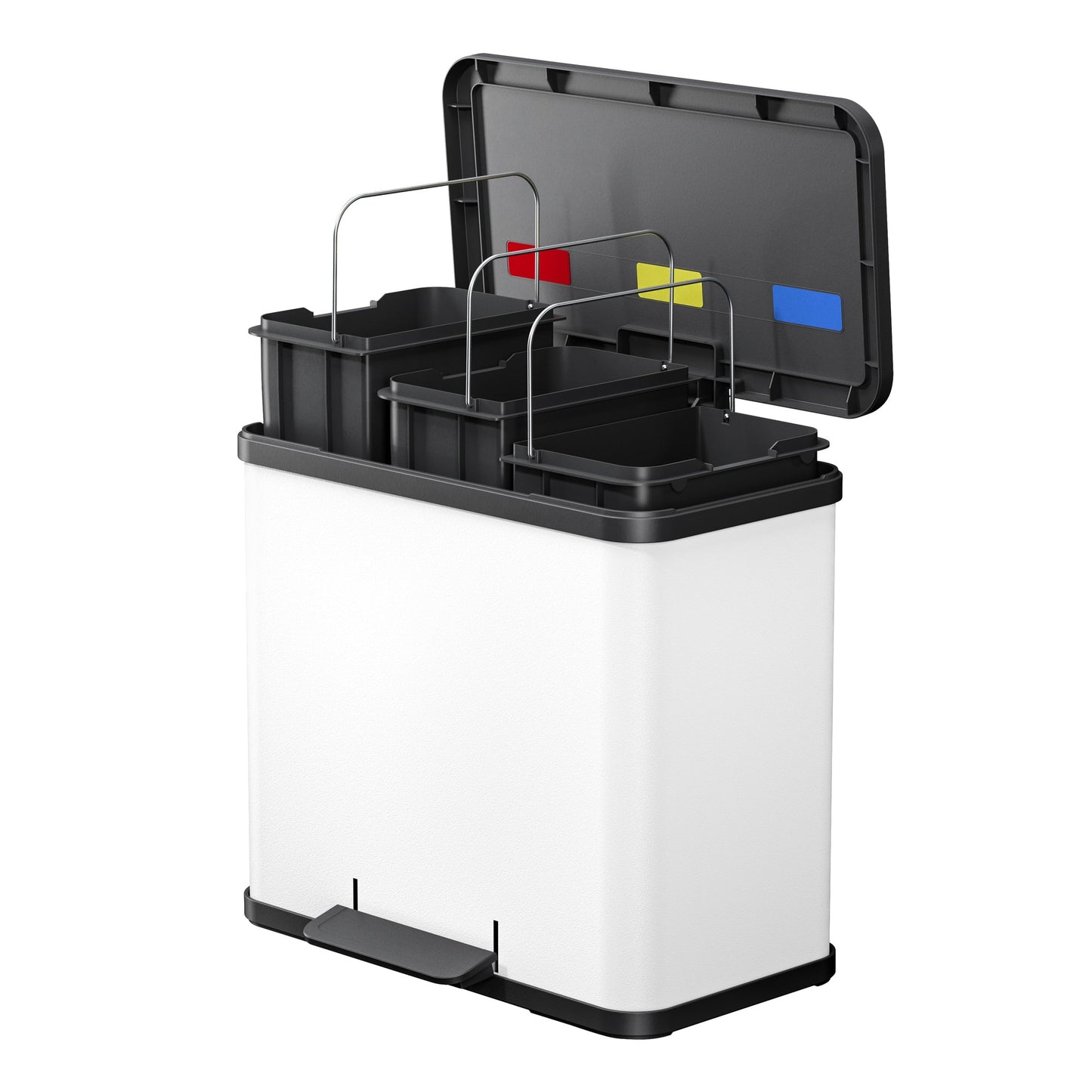 Hailo Tretabfalleimer Öko trio Plus L 47 x 43 x 34 cm (B x H x T) 3 x 9l Stahlblech weiß