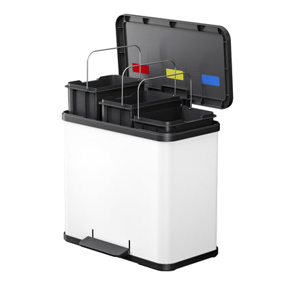 Hailo Tretabfalleimer Öko trio Plus L 47 x 43 x 34 cm (B x H x T) 3 x 9l Stahlblech weiß
