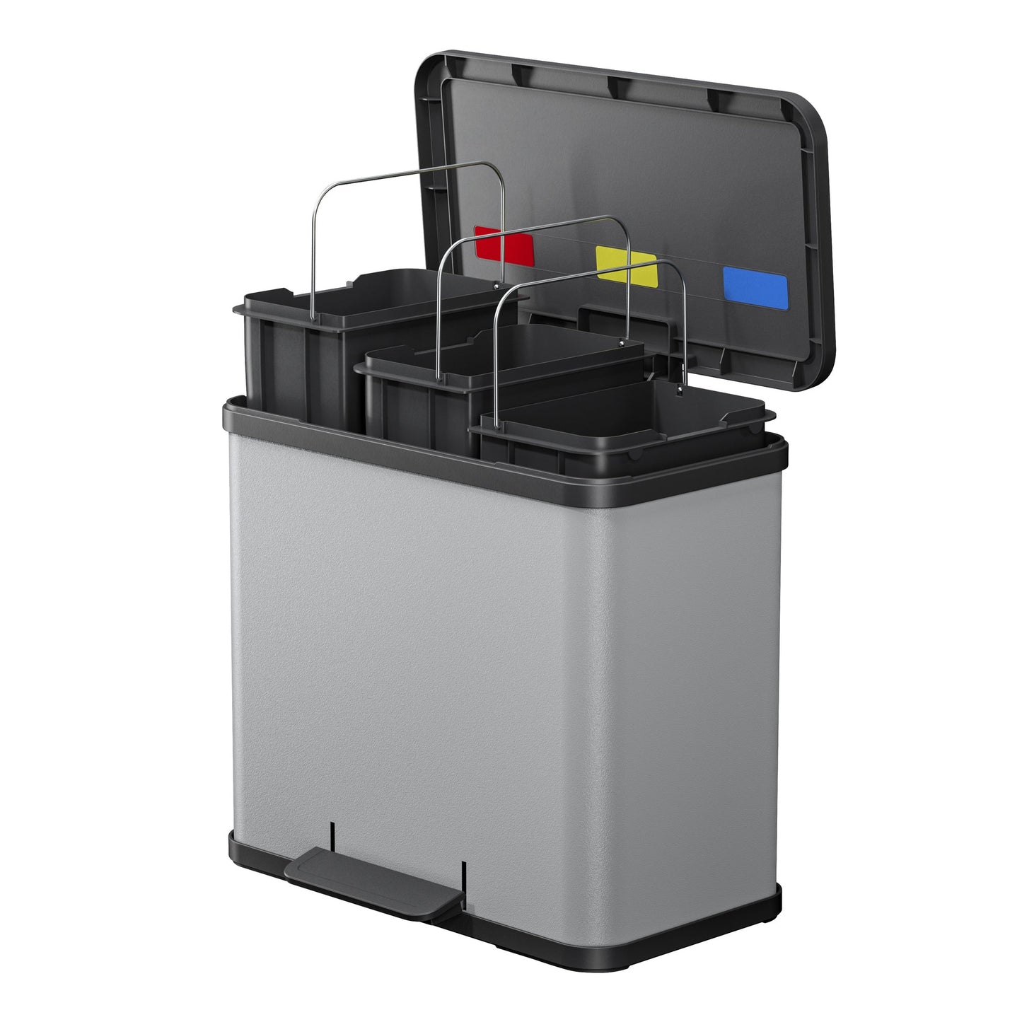 Hailo Tretabfalleimer Öko trio Plus L 47 x 43 x 34 cm (B x H x T) 3 x 9l Stahlblech hellgrau