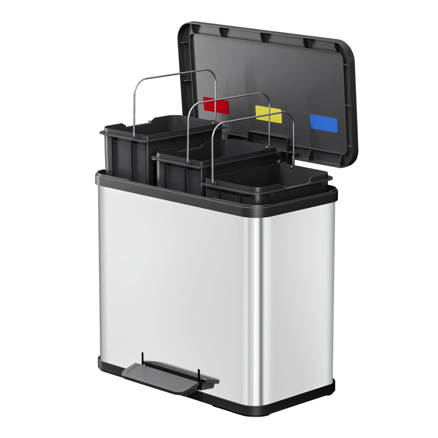 Hailo Tretabfalleimer Öko trio Plus L 47 x 43 x 34 cm (B x H x T) 3 x 9l Edelstahl edelstahl