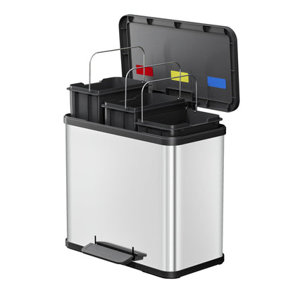 Hailo Tretabfalleimer Öko trio Plus L 47 x 43 x 34 cm (B x H x T) 3 x 9l Edelstahl edelstahl