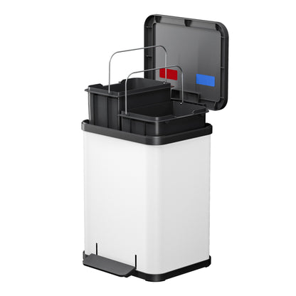 Hailo Tretabfalleimer Öko duo Plus M 32 x 43 x 33 cm (B x H x T) 2 x 9l Stahlblech weiß