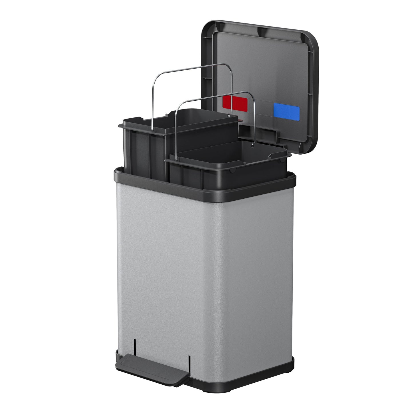 Hailo Tretabfalleimer Öko duo Plus M 32 x 43 x 33 cm (B x H x T) 2 x 9l Stahlblech hellgrau