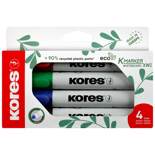 Kores Whiteboardmarker ECO XW1 3mm farbig sortiert 4 St./Pack.