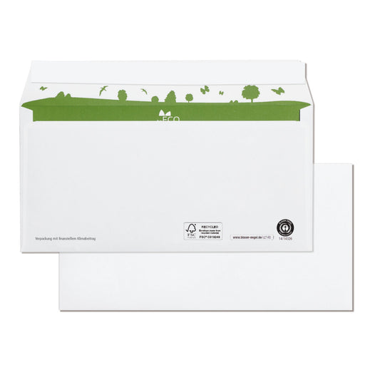 beECO® Briefumschlag DIN lang 220 x 110 mm (B x H) mit Haftklebung ohne Fenster 80g/m² weiß 500 St./Pack.