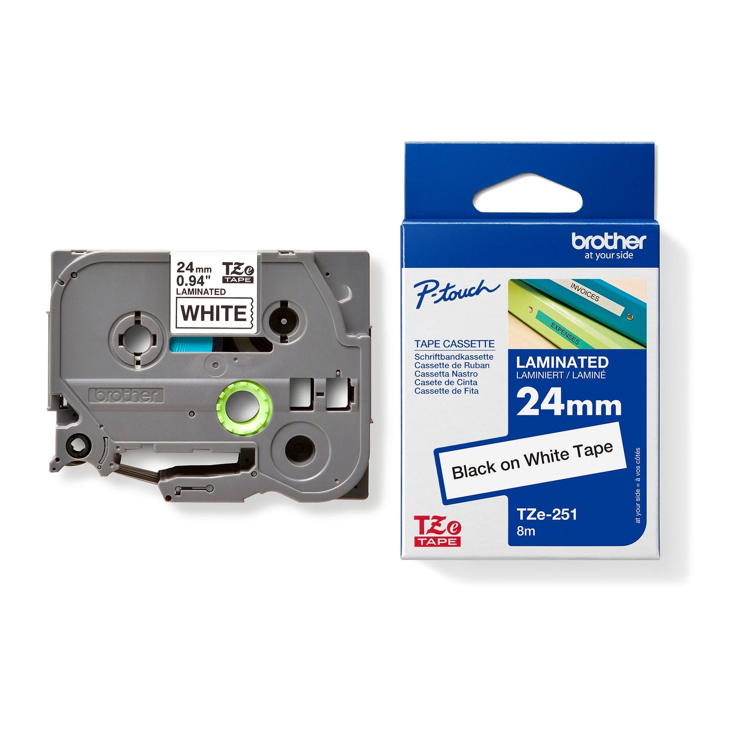 Brother Schriftbandkassette P-touch 24 mm x 8 m (B x L) weiß schwarz