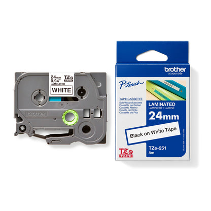 Brother Schriftbandkassette P-touch 24 mm x 8 m (B x L) weiß schwarz