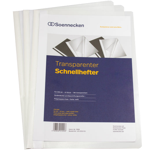 Soennecken Schnellhefter DIN A4 Polypropylen weiß 10 St./Pack.