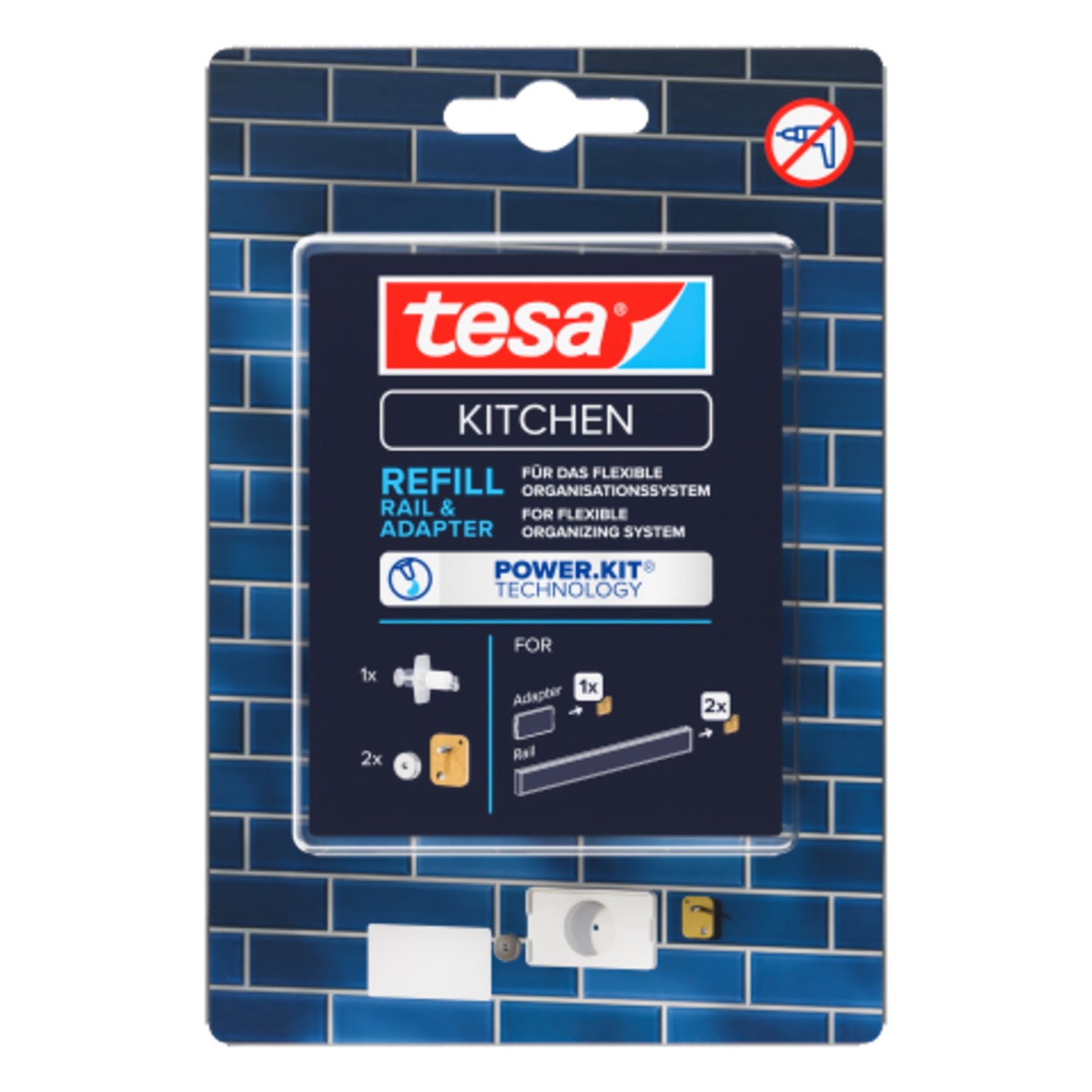 tesa® Wandbefestigung KITCHEN Power Kit Refill flexible Organizersysteme
