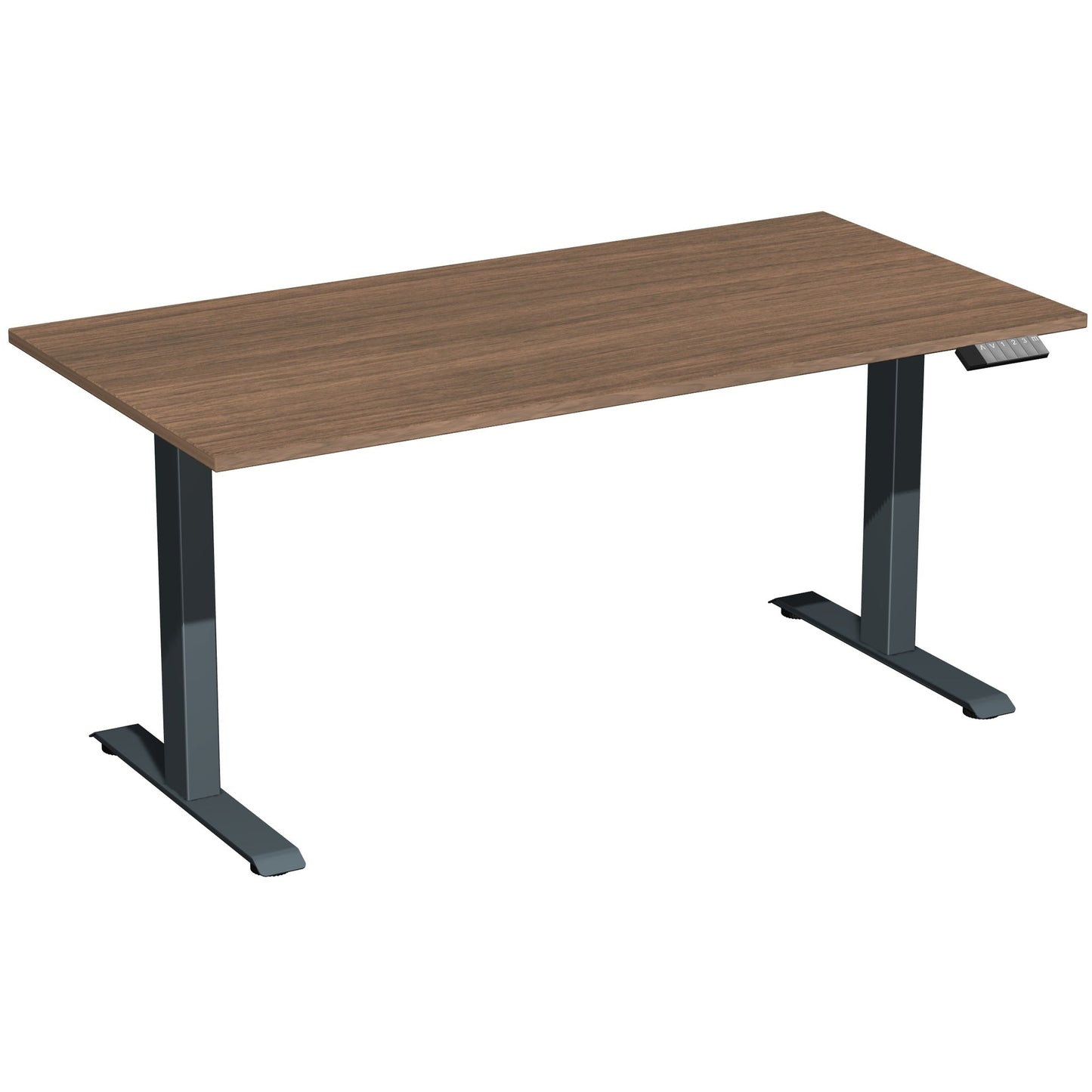 Geramöbel Schreibtisch Elevate Basic Maße: 1.600 x 730-1.230 x 800 mm (B x H x T) Dreischicht-Feinspan, melaminharzbeschichtet nussbaum