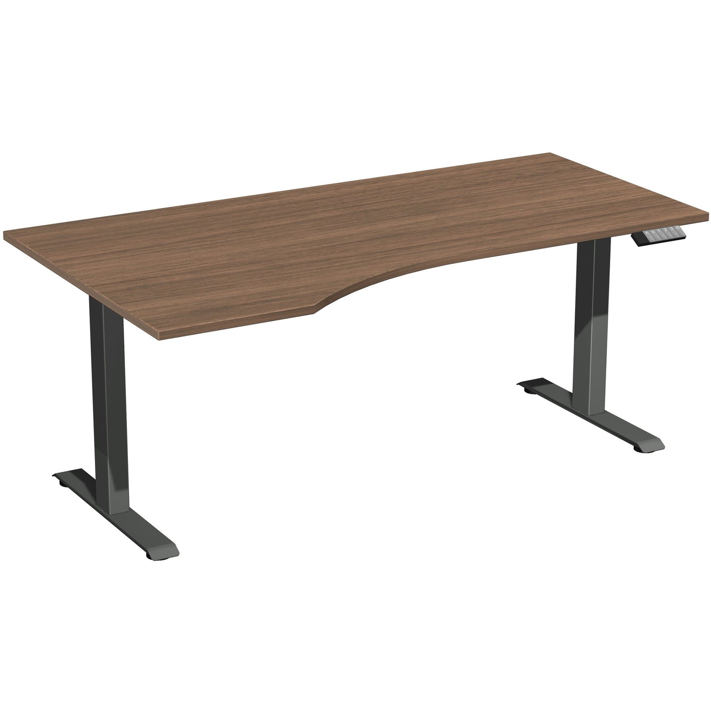 Geramöbel Schreibtisch Elevate Plus Maße: 1.800 x 630-1.280 x 1.000 mm (B x H x T) Dreischicht-Feinspan, melaminharzbeschichtet nussbaum