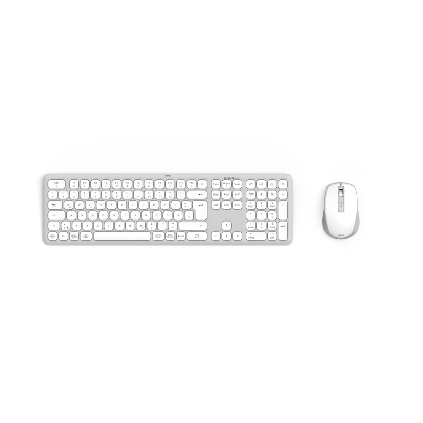 Hama Tastatur-Maus-Set WKM-550 QWERTZ Windows® 10, Mac universell USB-A 10m inkl. USB-A-Empfänger grau/weiß