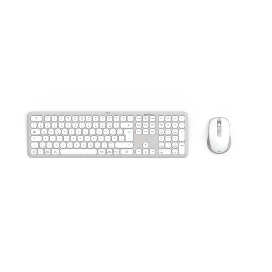 Hama Tastatur-Maus-Set WKM-550 QWERTZ Windows® 10, Mac universell USB-A 10m inkl. USB-A-Empfänger grau/weiß