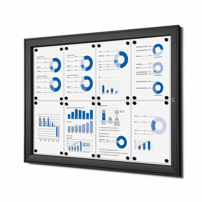 Showdown® Displays Schaukasten Innenbereich, regengeschützter Außenbereich 96,1 x 69,6 x 2,3 cm (B x H x T) 8 x DIN A4 mit Schloss Aluminium anthrazit