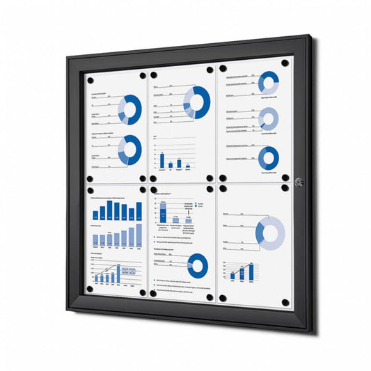 Showdown® Displays Schaukasten Innenbereich, regengeschützter Außenbereich 74,1 x 69,6 x 2,3 cm (B x H x T) 6 x DIN A4 mit Schloss Aluminium anthrazit