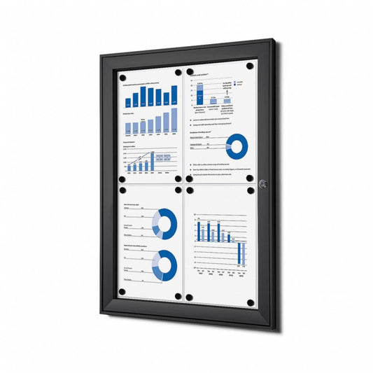 Showdown® Displays Schaukasten Innenbereich, regengeschützter Außenbereich 52,1 x 69,6 x 2,3 cm (B x H x T) 4 x DIN A4 mit Schloss Aluminium anthrazit