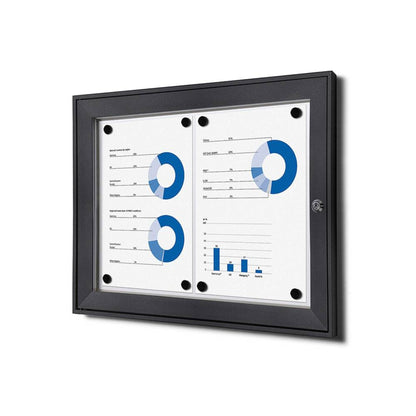 Showdown® Displays Schaukasten Innenbereich, regengeschützter Außenbereich 52,1 x 38,8 x 2,3 cm (B x H x T) 2 x DIN A4 mit Schloss Aluminium anthrazit