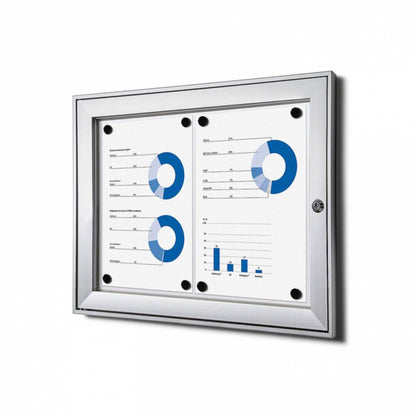 Showdown® Displays Schaukasten Innenbereich, regengeschützter Außenbereich 52,1 x 38,8 x 2,3 cm (B x H x T) 2 x DIN A4 mit Schloss Aluminium silber