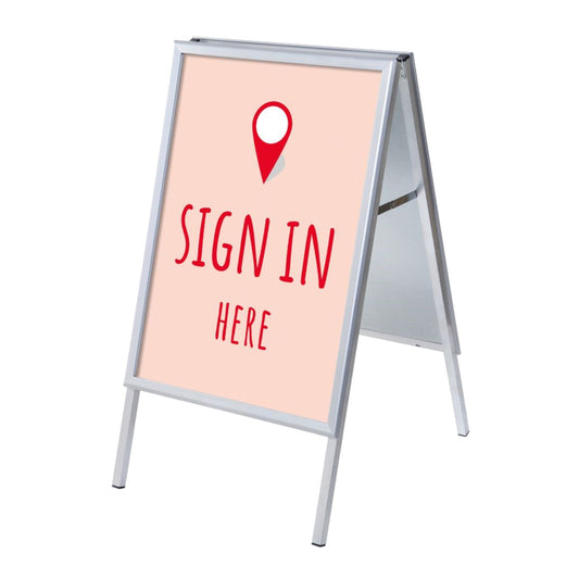 Showdown® Displays Kundenstopper 63,9 x 109,4 x 74,4 cm (B x H x T) DIN A1 Aluminium silber