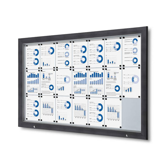 Showdown® Displays Schaukasten Outdoor Außenbereich 168,5 x 106,7 x 4,7 cm (B x H x T) 21 x DIN A4 mit Schloss Aluminium anthrazit