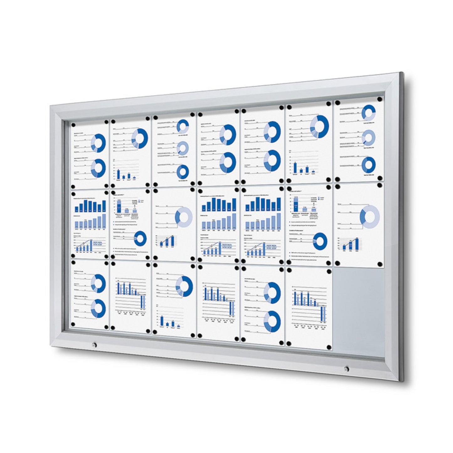 Showdown® Displays Schaukasten Outdoor Außenbereich 168,5 x 106,7 x 4,7 cm (B x H x T) 21 x DIN A4 mit Schloss Aluminium silber